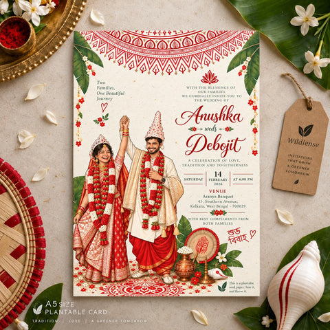 Wldlense Plantable Bengal-er Shubho Bibaho Elegent Bengali Wedding Invitation
