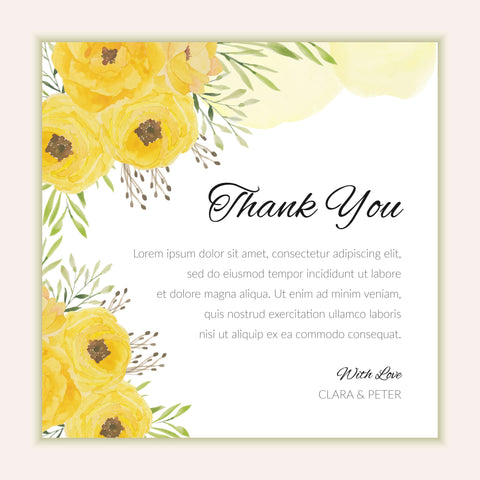 Plantable Yellow Ornamental Thank You Cards - Set of 100