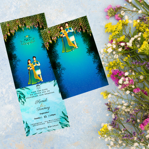 Plantable Perfect Pair Sliding Wedding Invitation Card