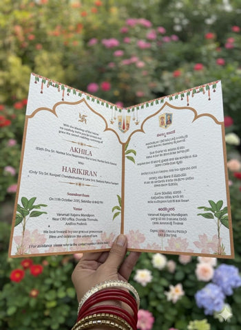 Plantable Peacock Theme Bifold Wedding Invitation Card with Envelope